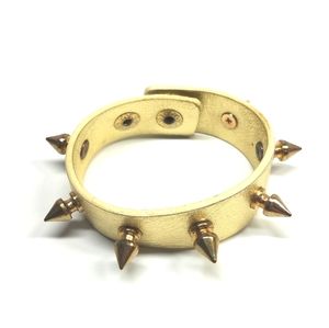 Gold Faux Leather Spike Beacelet